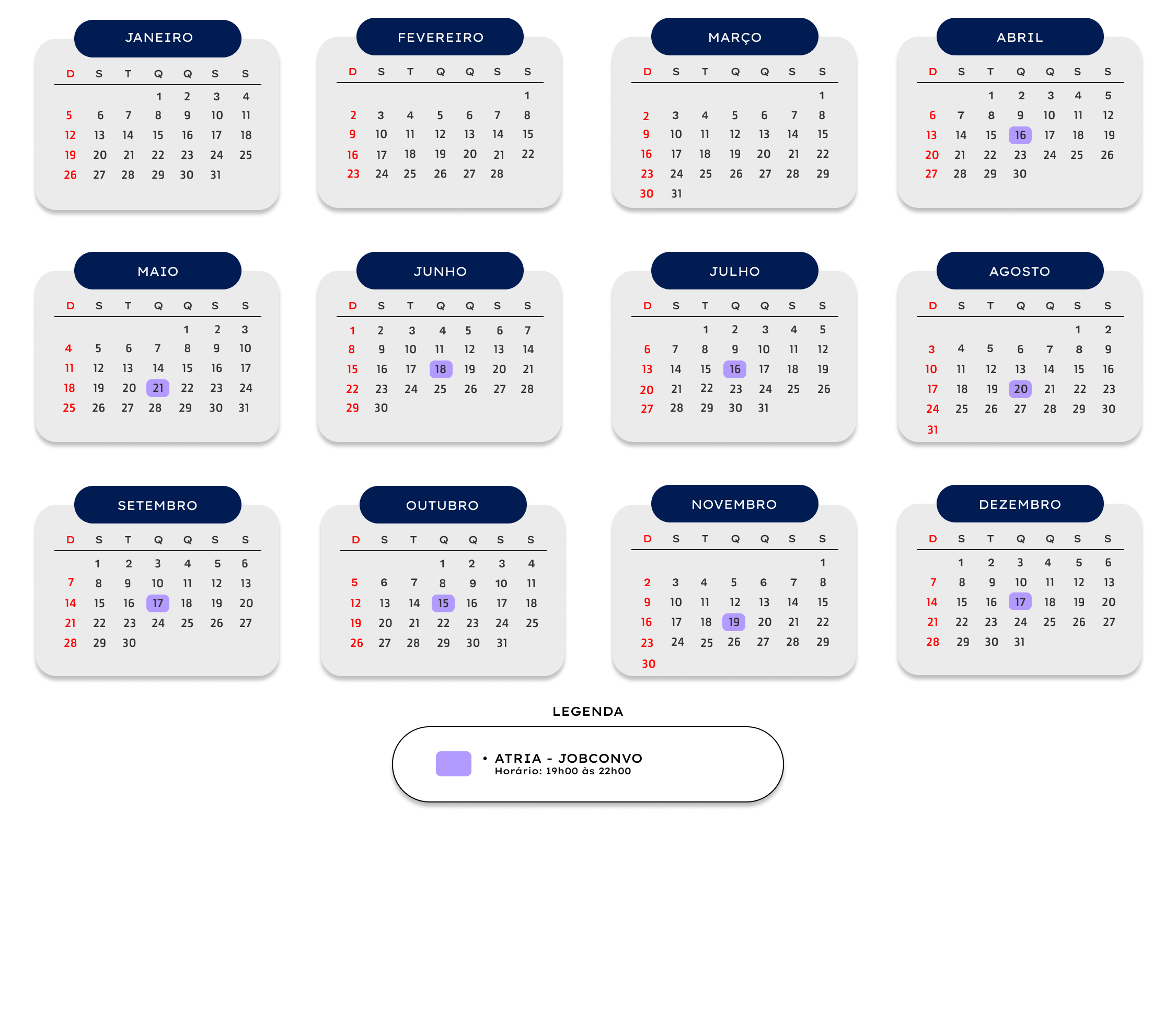 Calendário de Patches Atria