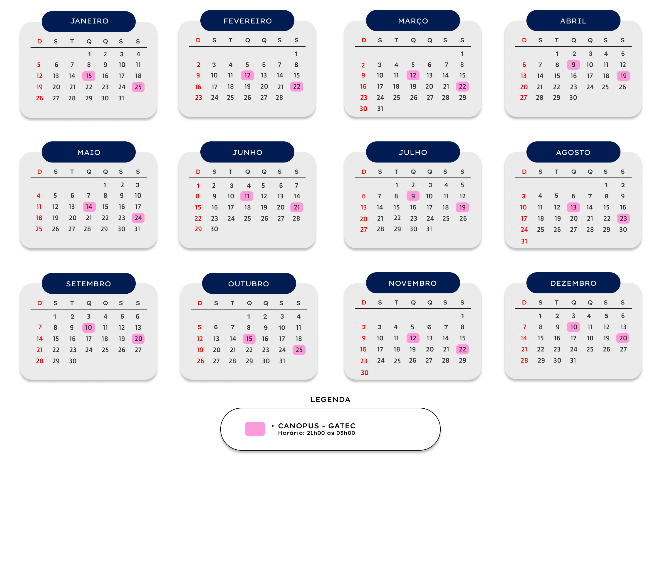 Calendário de Patches Canopus