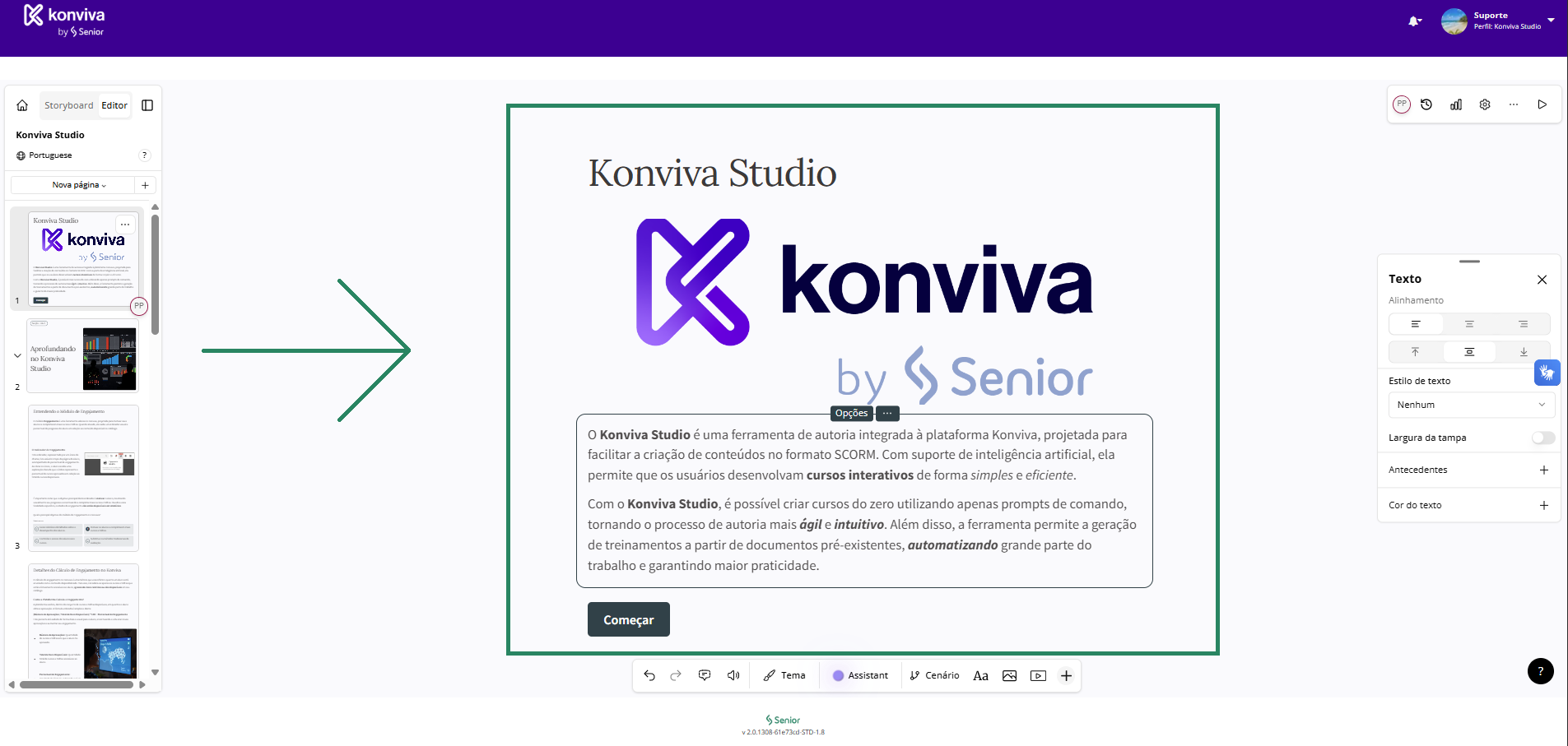 Área de visualização do conteúdo