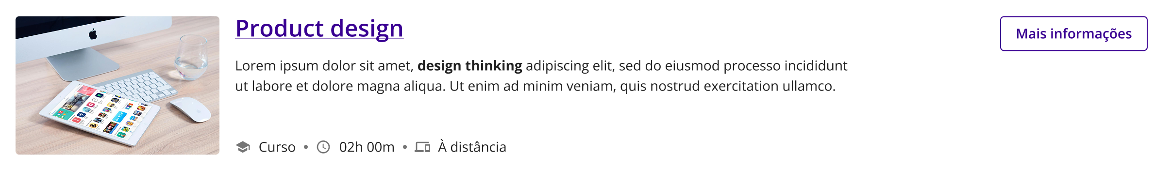 Imagem de exemplo de card de curso contendo o termo na descrição