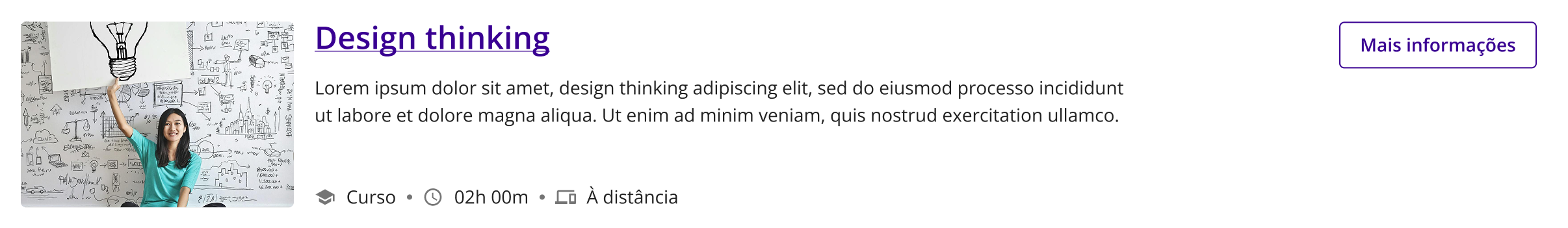 Imagem de exemplo de card de curso contendo o termo no título