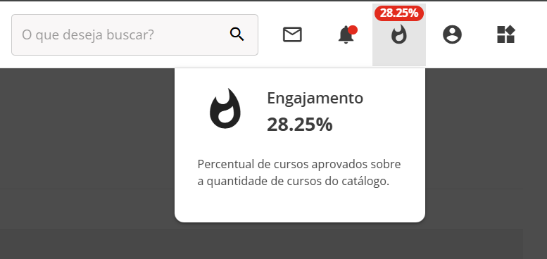 Exemplo de ícone de engajamento com modal aberto