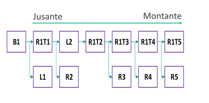 Tree representation of a hypothetical hydrographic basin