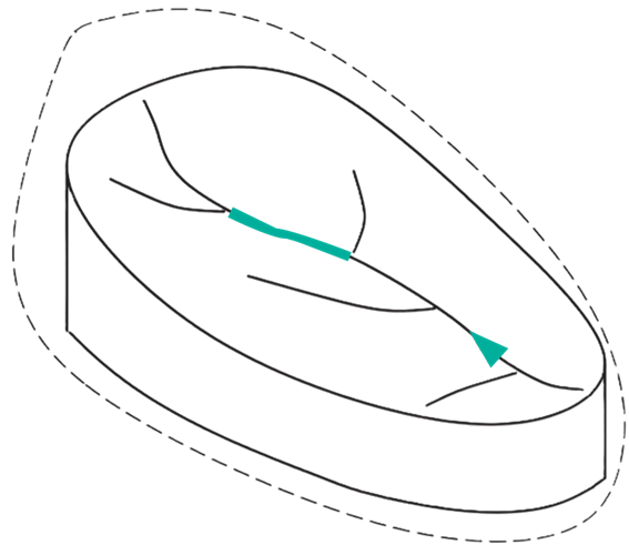 Watershed with watercourse and water body highlighted