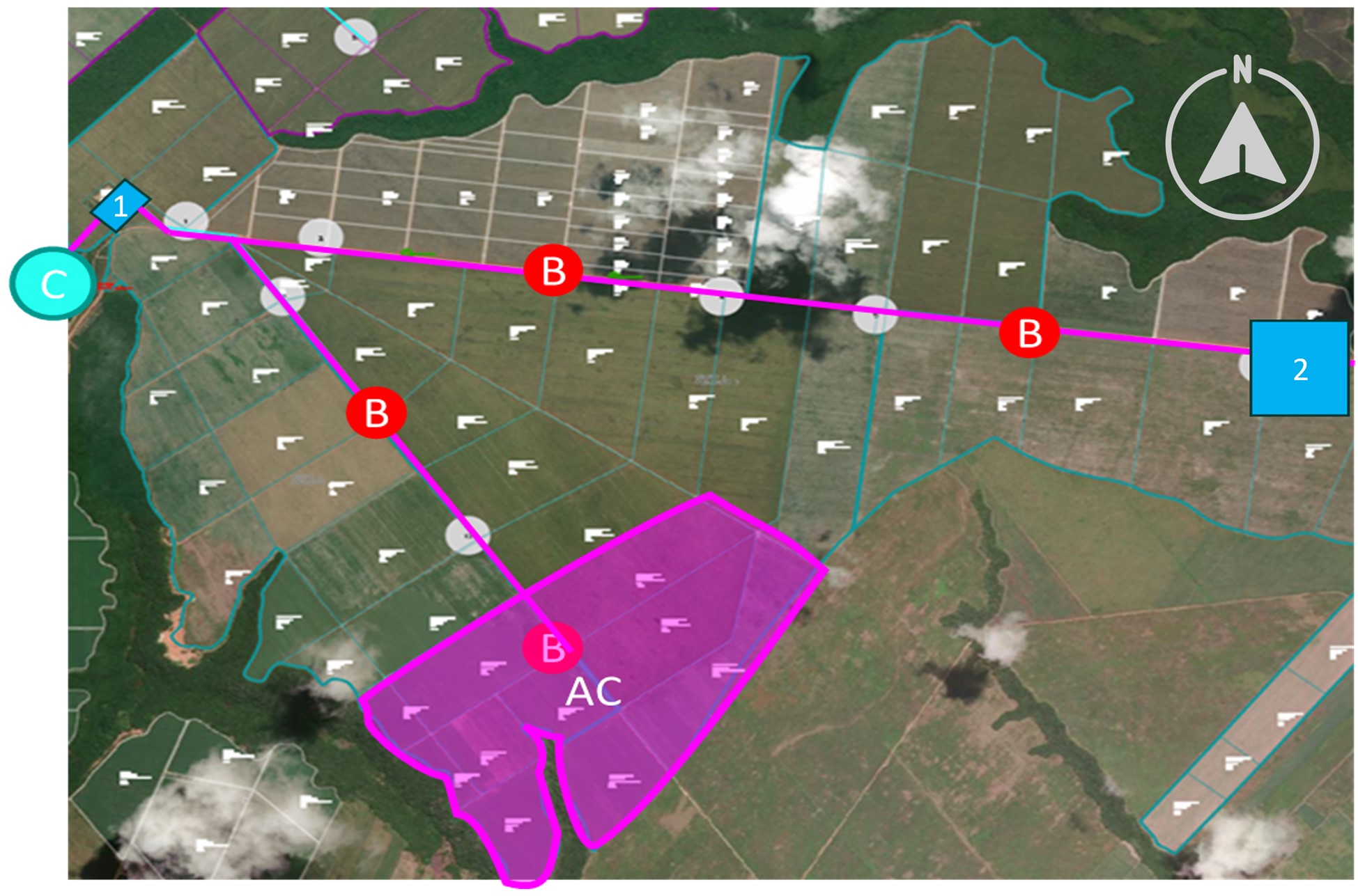 Infrastructure of a hypothetical irrigation project