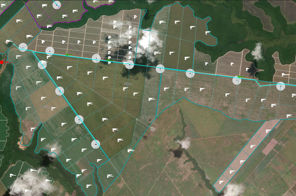 Aerial image of an area served by an irrigation project