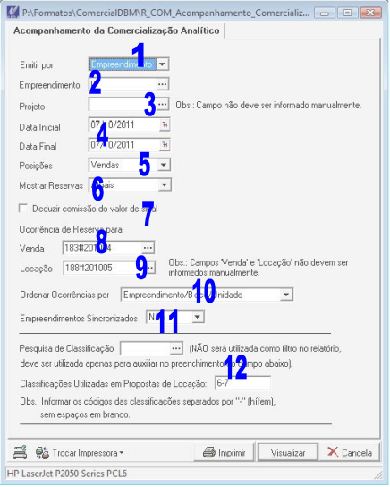  Parâmetro Acompanhamento da Comercialização Analítico