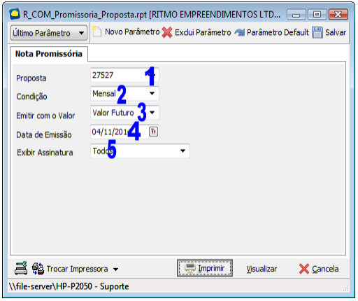  Parâmetros Promissória Proposta 