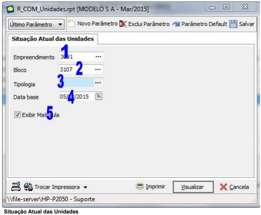  Parâmetro Situação Atual das Unidades 