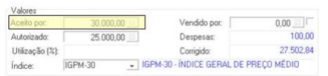 Valor Aceito
