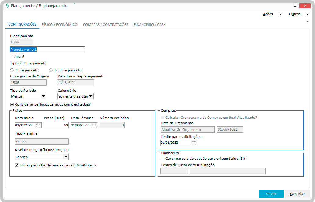 Parametros Cronograma