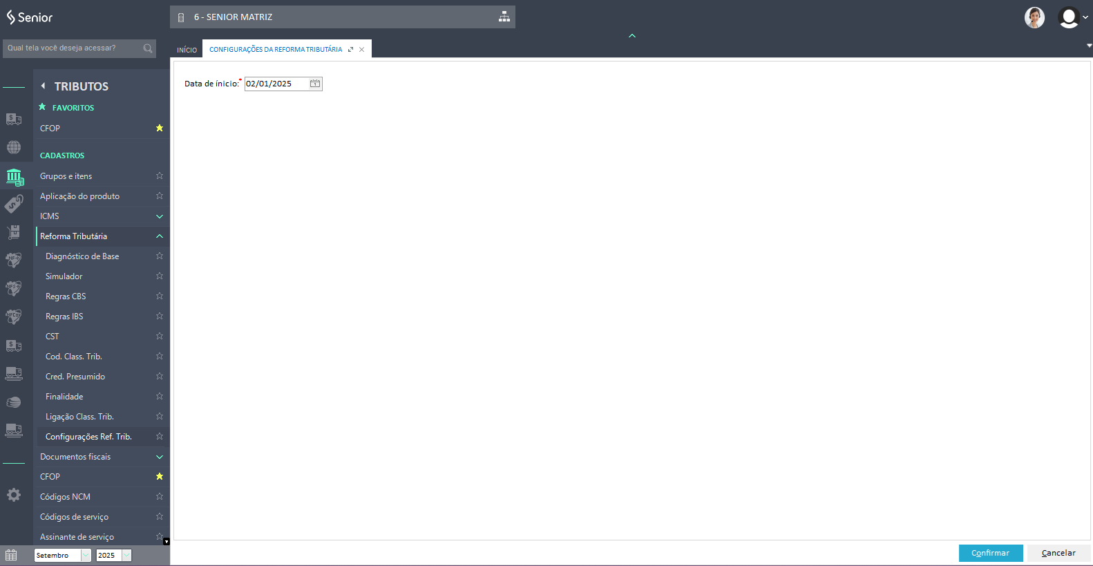 Configurações Ref. Trib.