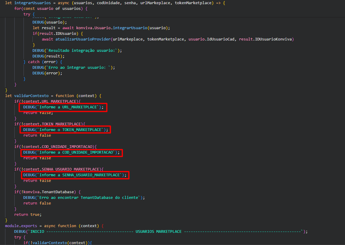Exemplo de preenchimento Server Side Script Importação de usuários 