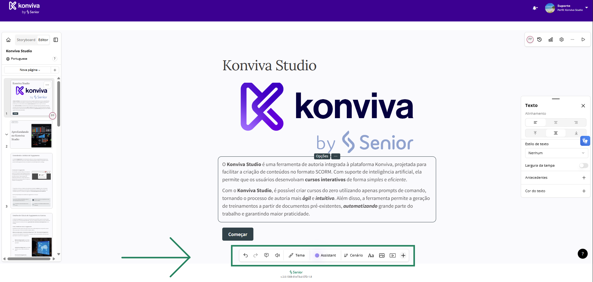 Área de edição de layout geral
