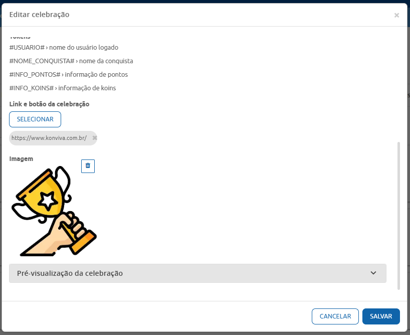 Fim do cadastro de celebração