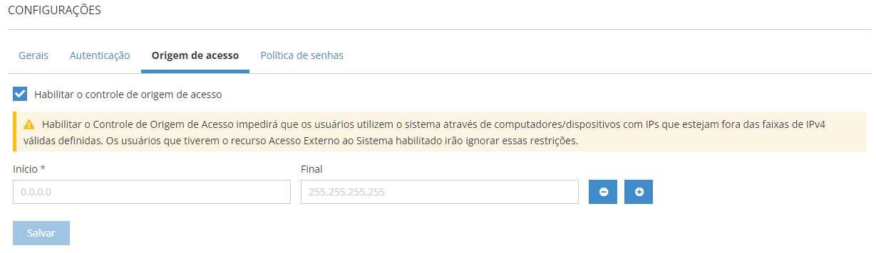 Pantalla de administración de inquilinos de la plataforma Senior X: acceda a la configuración de origen