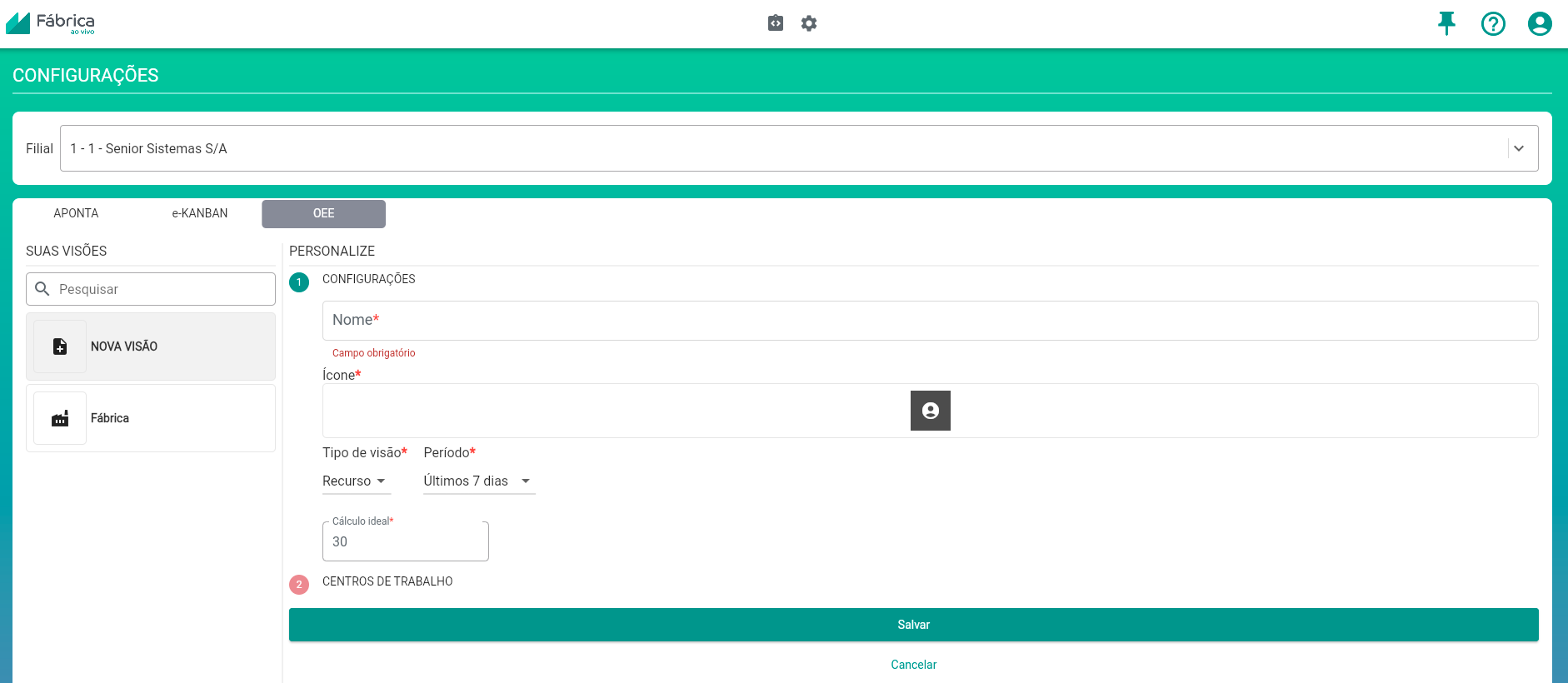 Configuração e-Kanban