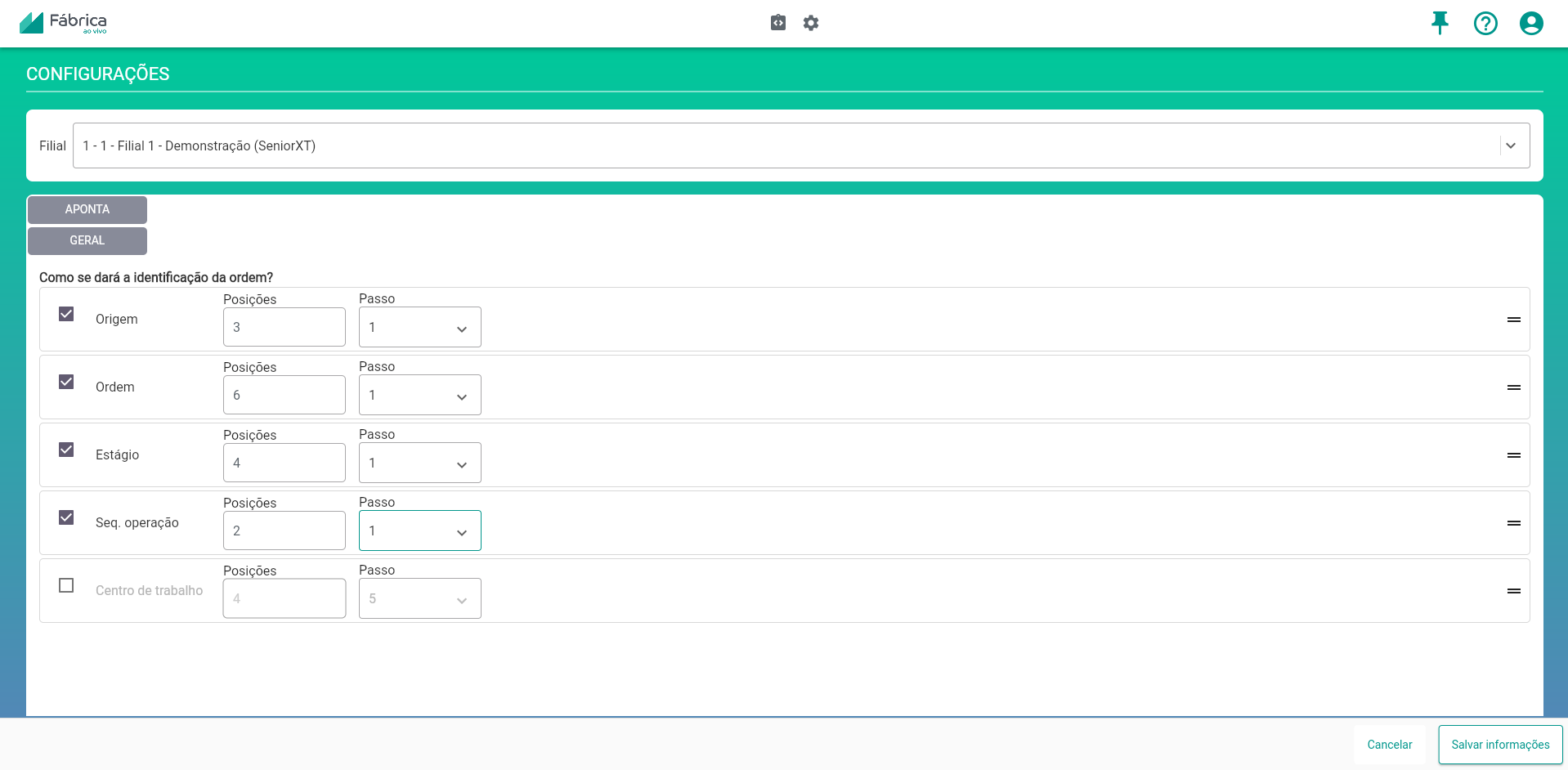 Configuração Passos