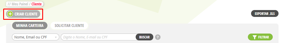 Botão criar cliente