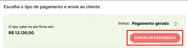 Botão cancelar pagamento