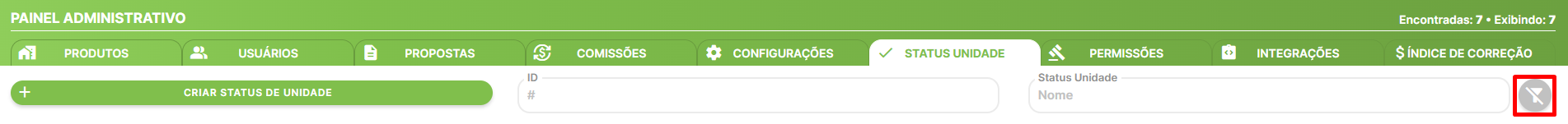 Limpar filtro status