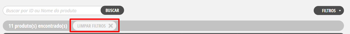 Limpar filtros de produto