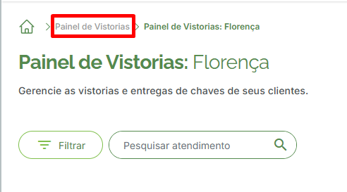 Trilha de navegação vistorias