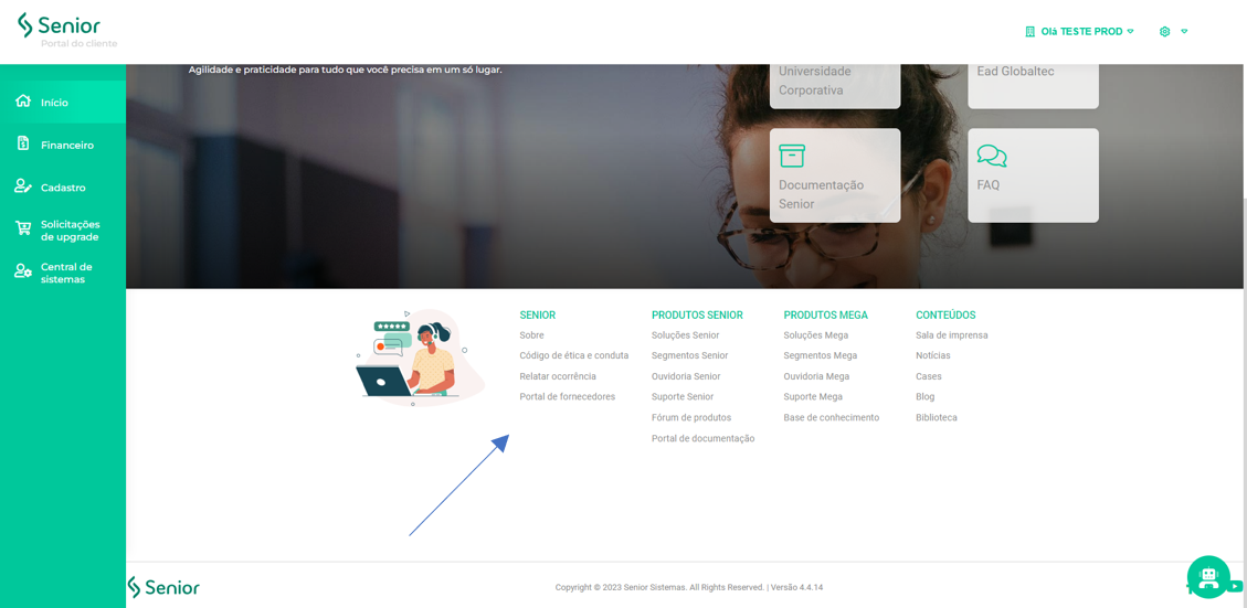 Links externos do Portal do Cliente