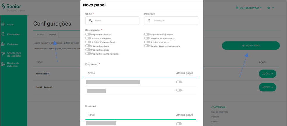 Criação de novo papel