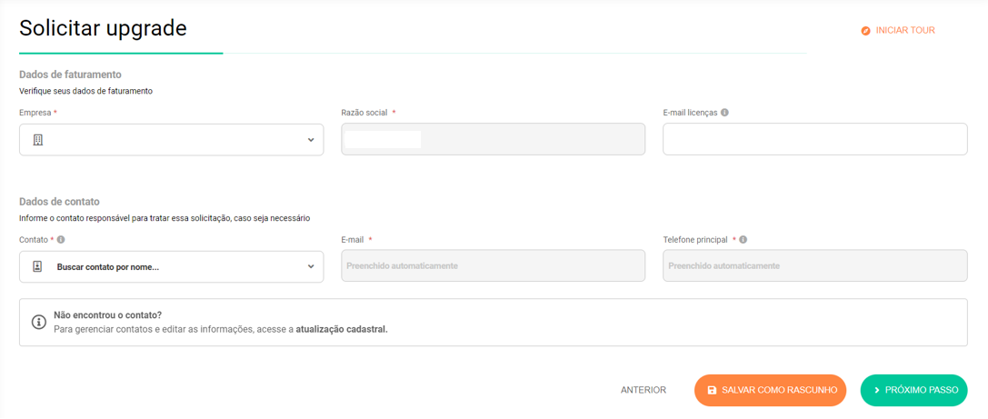 Contato responsável pela solicitação