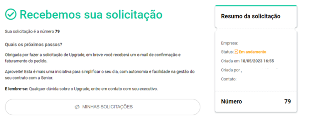 Resumo da solicitação