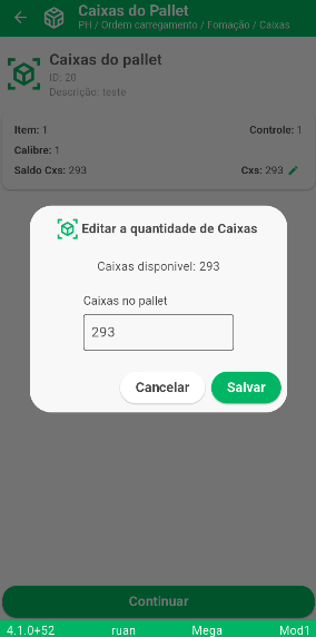 Quantidade de caixas utilizadas