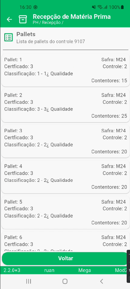 visualiza pallets do controle