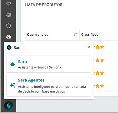 Acesso da Sara Agentes pelo menu Senior X