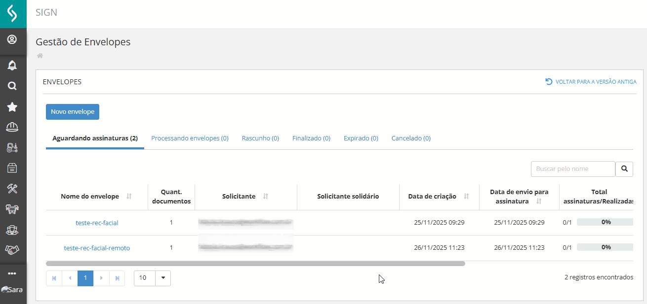 Fluxo de assinatura presencial com reconhecimento facial