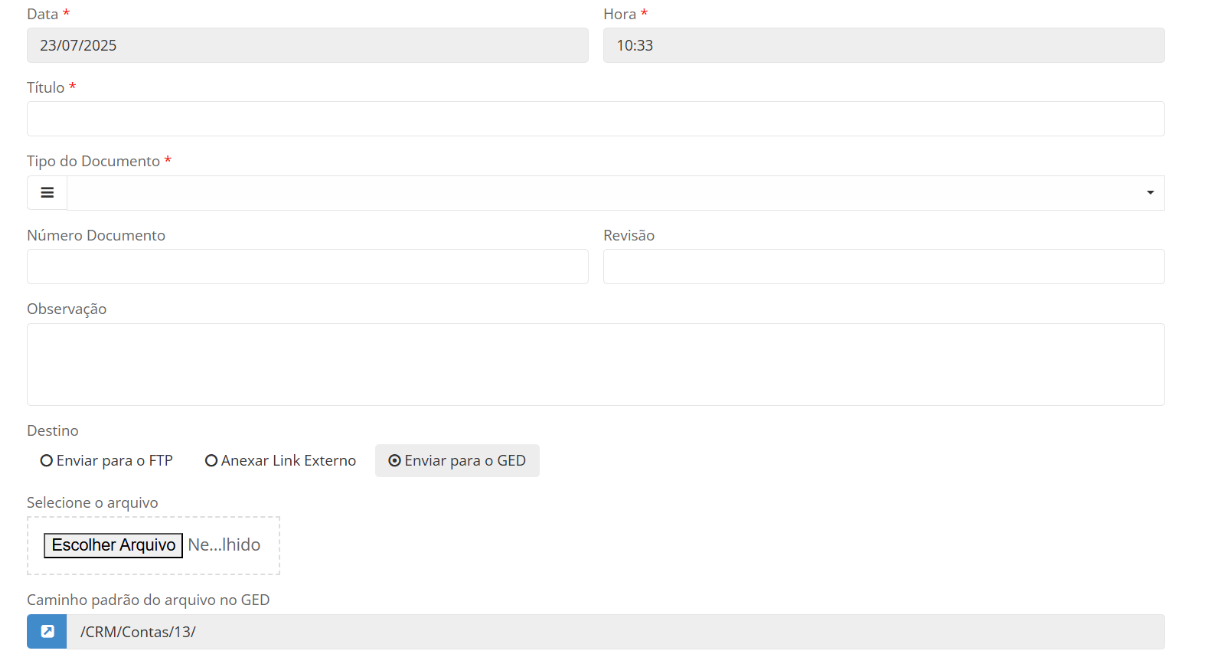 Cadastrar Documento GED
