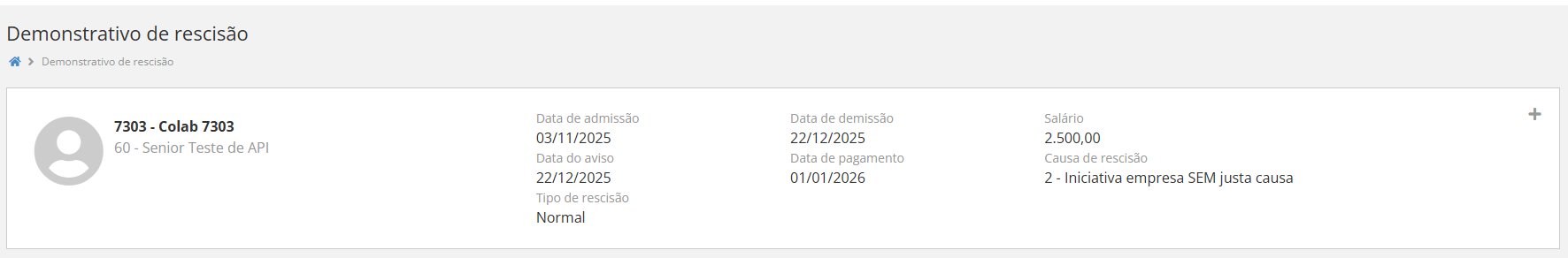 Demonsrtrativo de rescisão