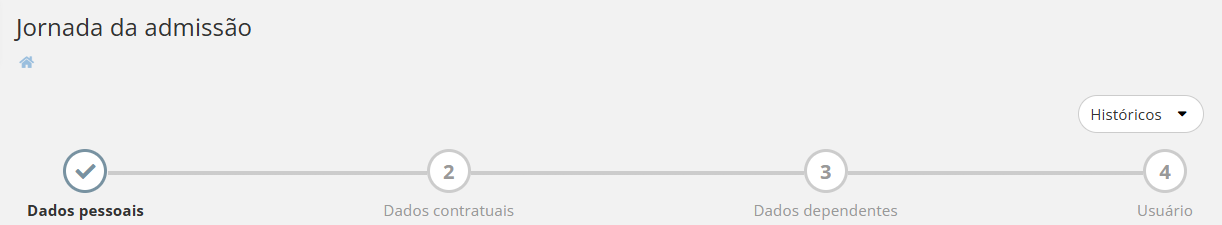 Tela de Jornada da Admissão
