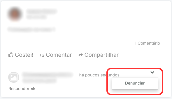 Social - Botão para denunciar um comentário