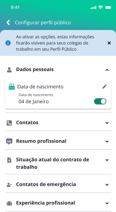 Tela de configuração do perfil público no Waapi