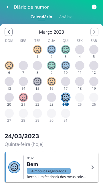 Relatório de humor no Waapi - calendário
