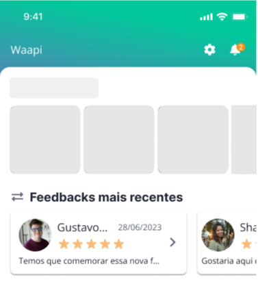 Tela inicial do Waapi - feedbacks recentes