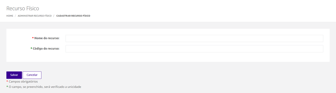 Adicionar Recurso Físico