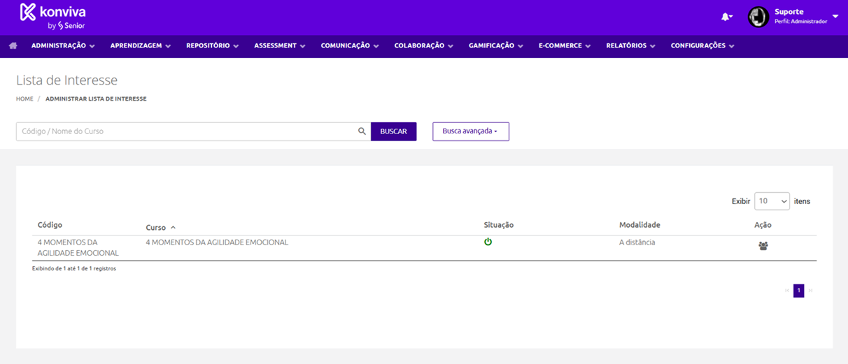 Administrar Lista de Interesse