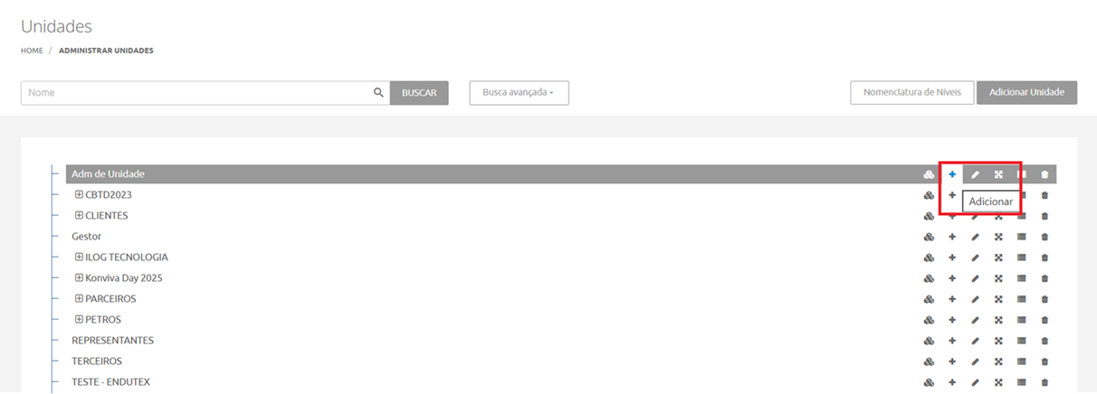 Adicionar Subunidades