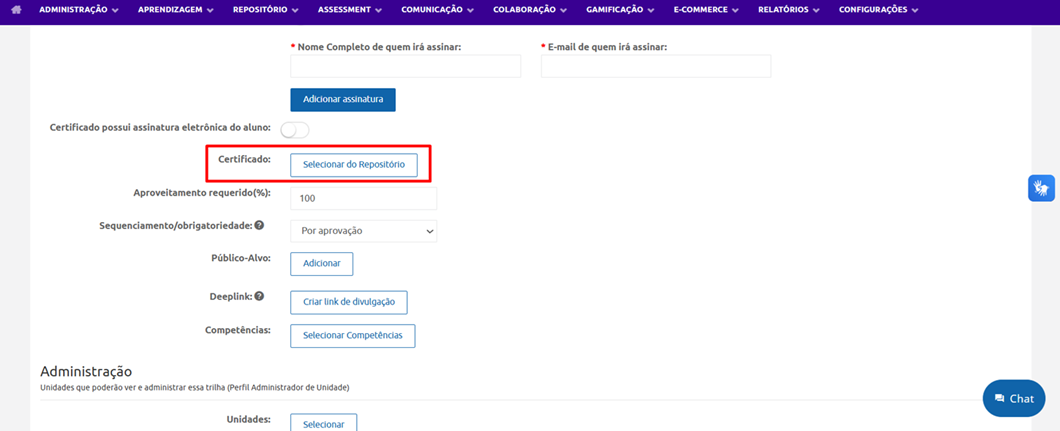 Certificado em Trilha