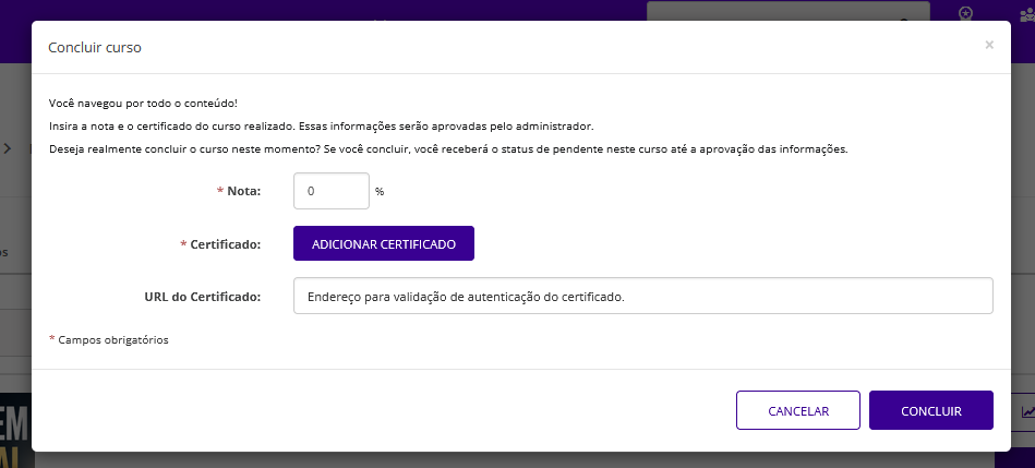 Concluir Curso