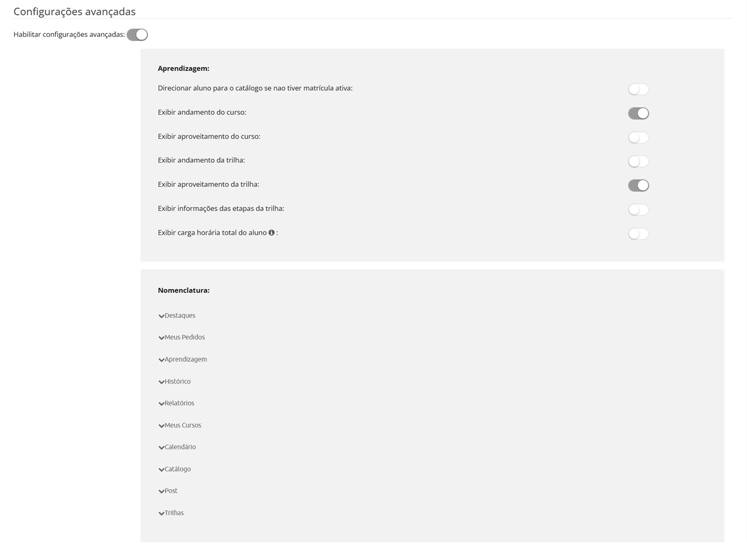 Configurações Avançadas