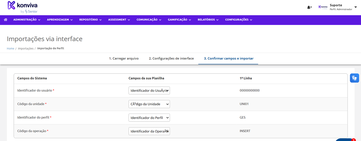 Confirmar campos