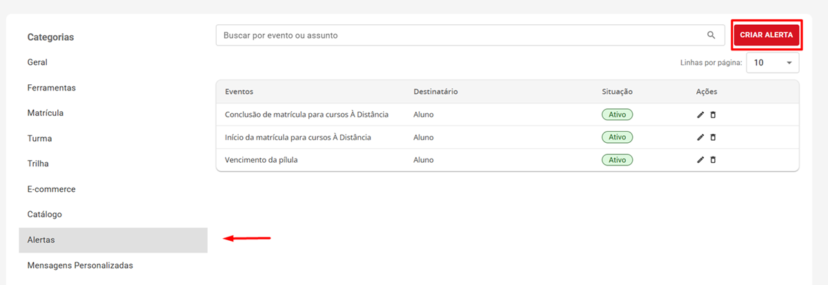 Criar Alertas